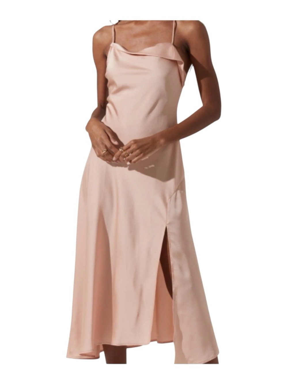 ASTR The Label Gaia Midi Cowl Slip Dress Blush Pink Size M